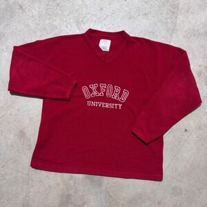 Vintage 90s Oxford University Fleece V Nevk Pullover Sweatshirt Red XL